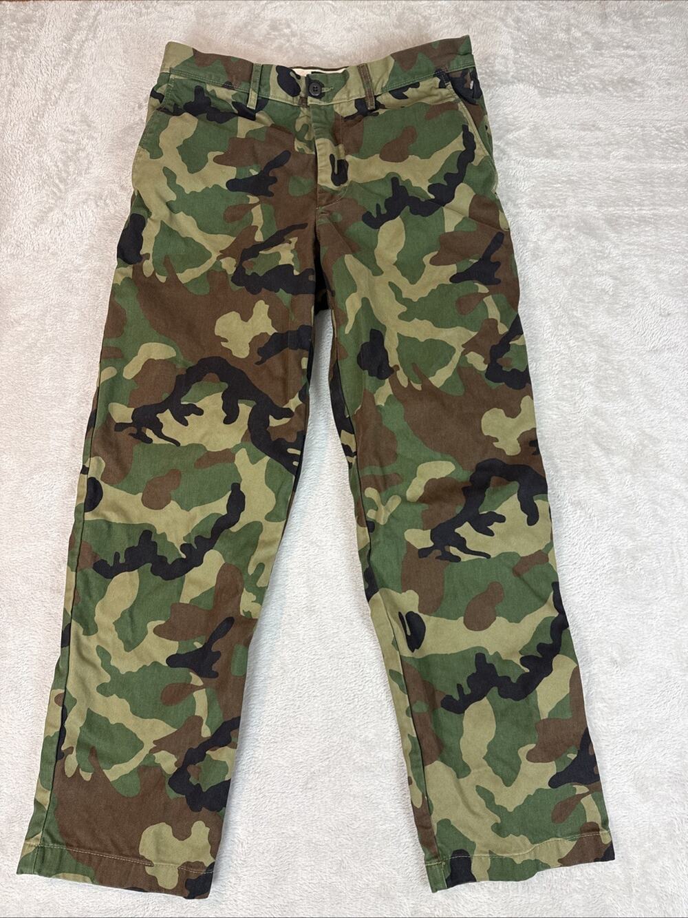 J.Crew Chino Pants Mens 32 X 30 Camo 100% Cotton Relaxed Fit Green Woodland
